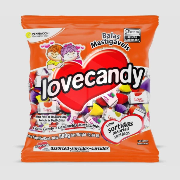 Bala mastigável sortida Lovecandy 500g