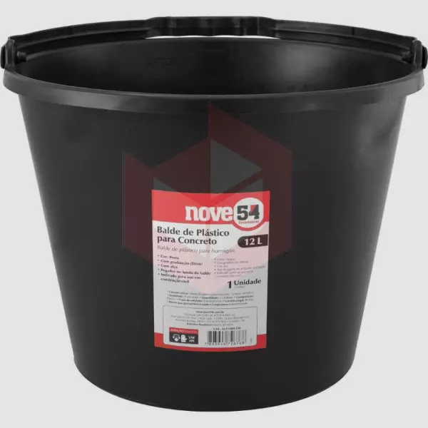 Balde plastico 12l p/concreto NOVE54  