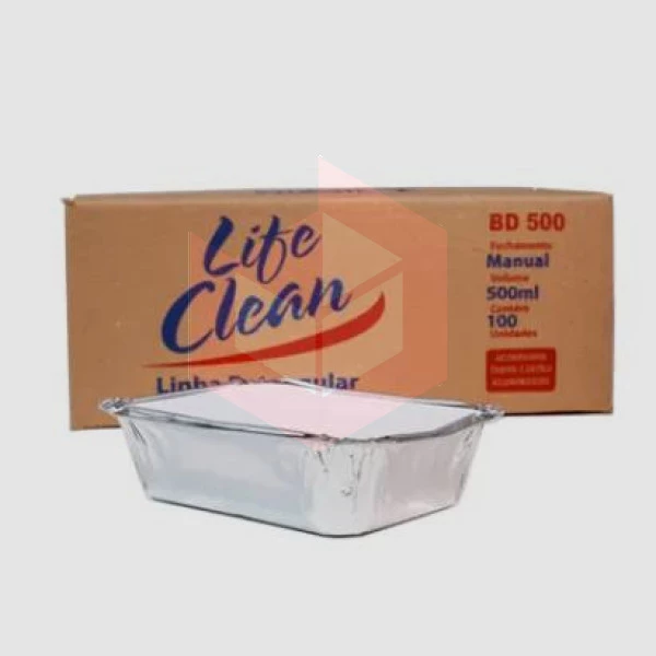 Bandeja aluminio 500ml Life Clean c/100un BD500