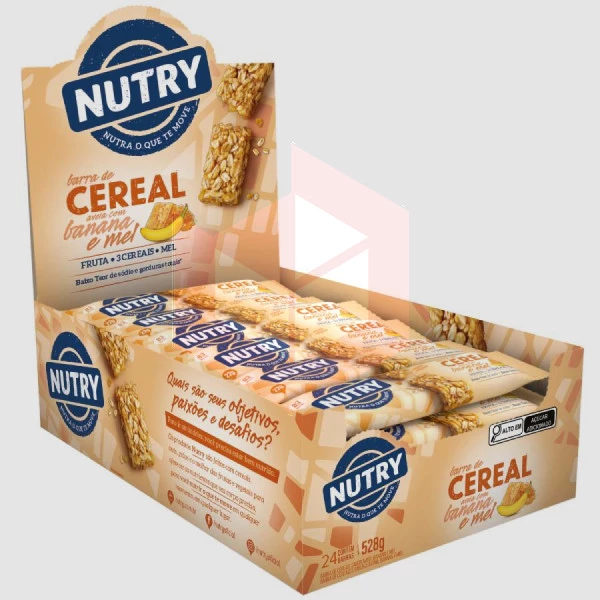 Barra de cereal aveia banana e mel Nutry 24x22g