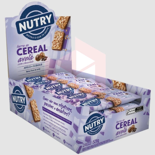 Barra de cereal avela com chocolate Nutry 24x22g 