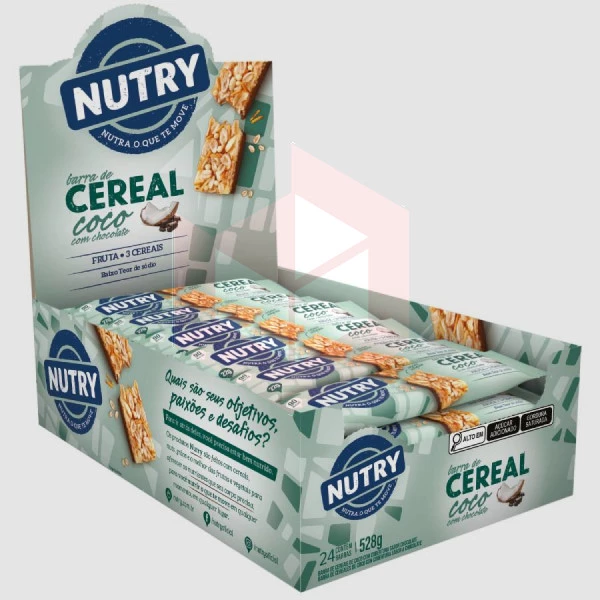 Barra de cereal coco c/chocolate Nutry 24x22g 