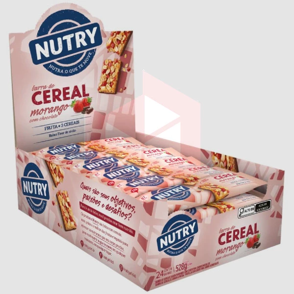 Barra de cereal morango c/chocolate Nutry 24x22g
