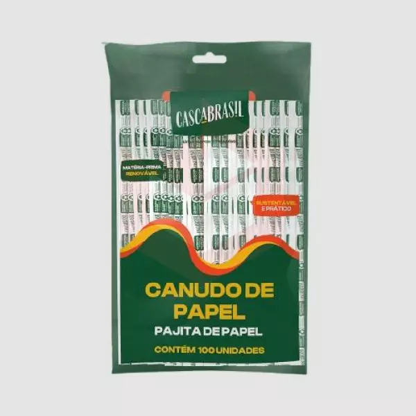 Canudo de papel branco sachê papel Cascabrasil 100un