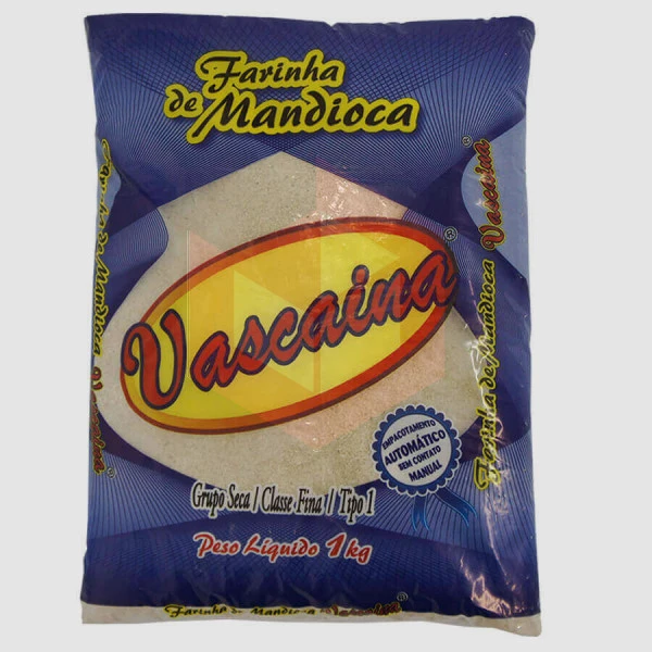 Farinha de mandioca branca Vascaina 1kg pacote azul