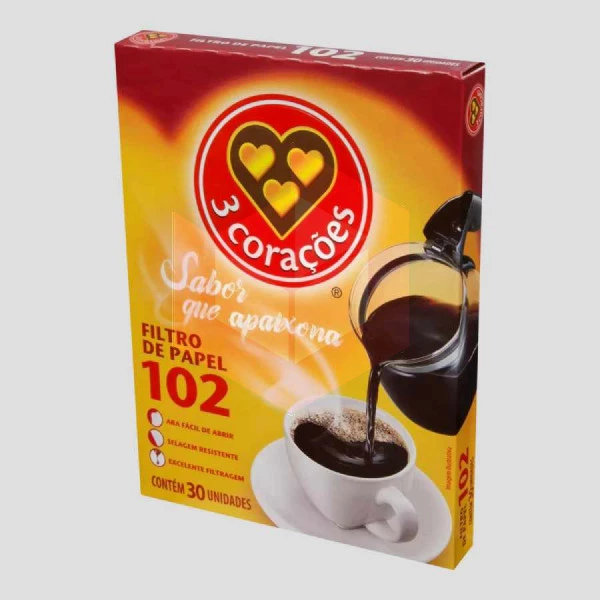 Filtro de papel para café n.102 3 Corações c/30un