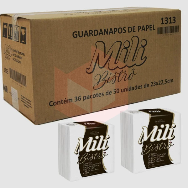 Guardanapo Mili Bistrô folha dupla 23x22.5cm 36x50un