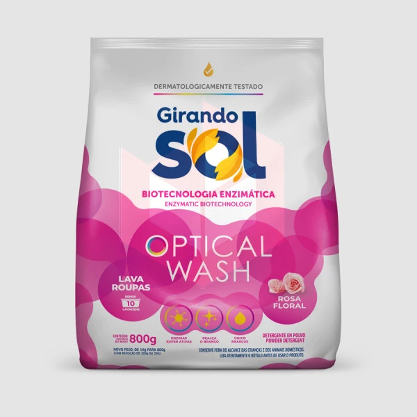 Sabão lava roupa rosa floral Girando Sol 800g