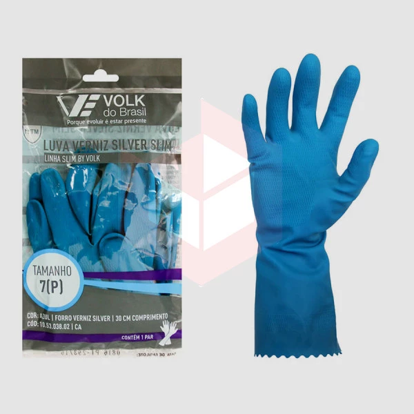 Luva azul pequena slim verniz silver Volk