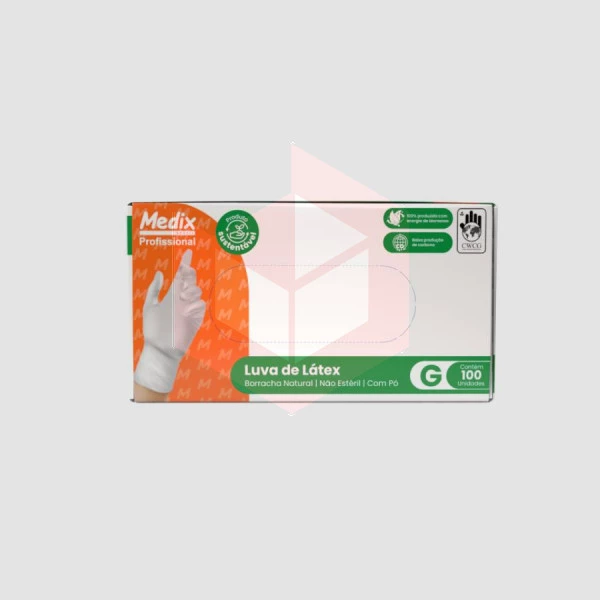 Luva latex com po grande Medix c/100un 