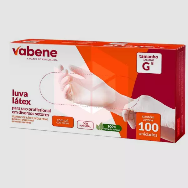 Luva latex com po grande Vabene c/100un 