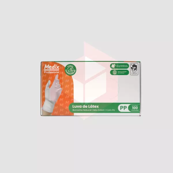 Luva latex com po pp Medix c/100un 