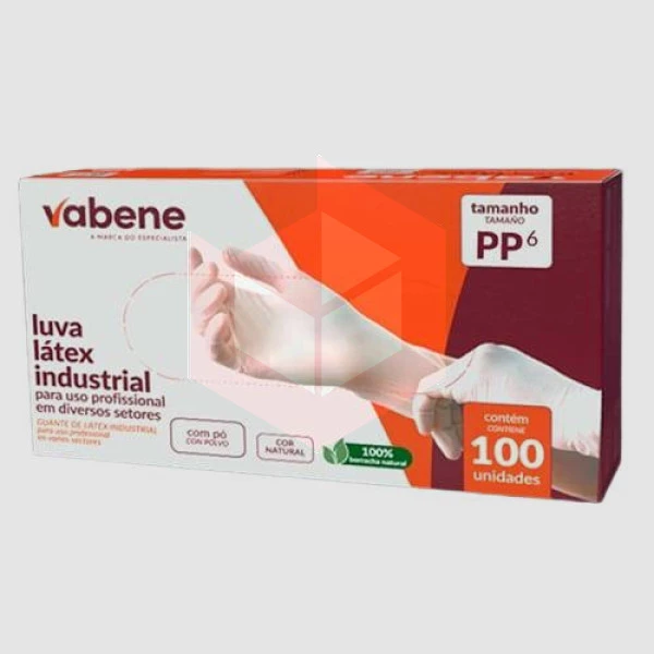 Luva latex com po pp Vabene c/100un 