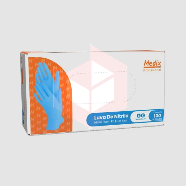 Luva nitrilo azul sem po GG Medix c/100un  