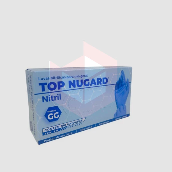 Luva nitrilo azul sem po GG Top Nugard c/100un