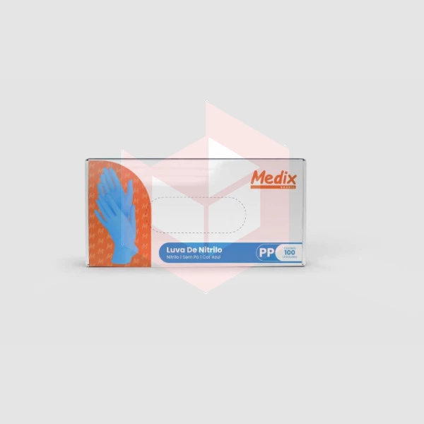 Luva nitrilo azul sem po PP Medix c/100un 
