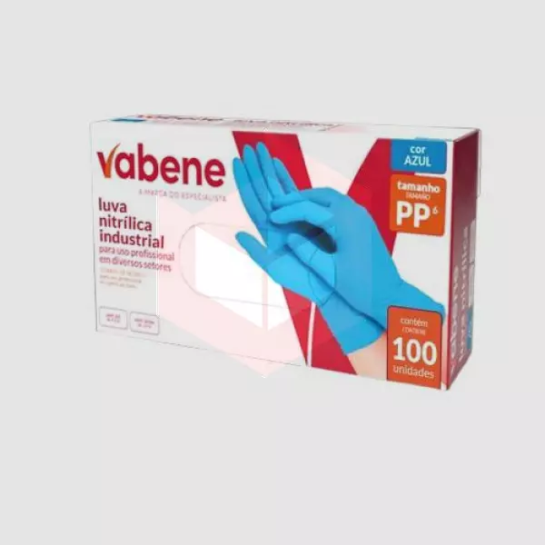 Luva nitrilo azul sem po PP Vabene c/100un