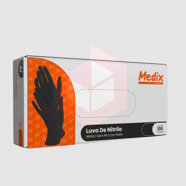 Luva nitrilo preta sem po g Medix c/100un 