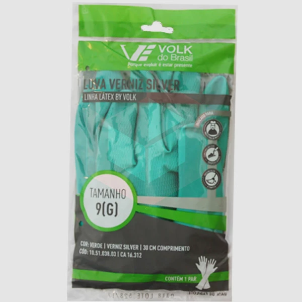 Luva verde grande verniz silver Volk