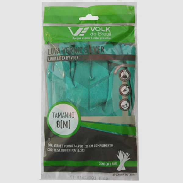 Luva verde média verniz silver Volk