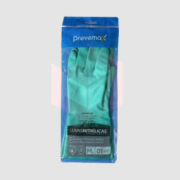 Luva verde nitrilica media com forro Prevemax