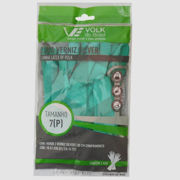 Luva verde pequena verniz silver Volk