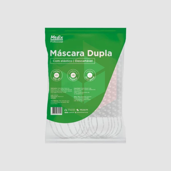 Mascara dupla tnt branca Medix c/100un
