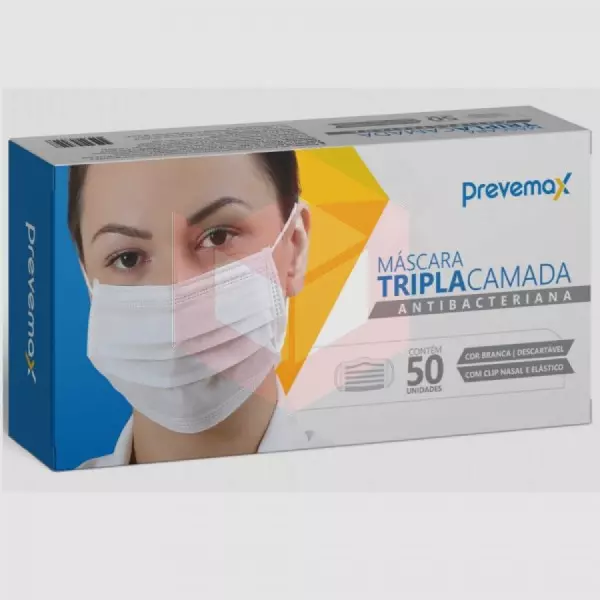 Mascara tripla tnt branca com elástico Prevemax c/50un REDS193  