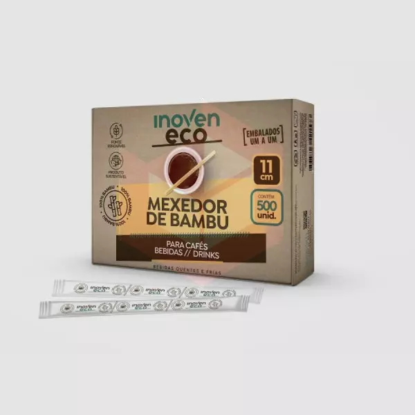 Mexedor de bambu 11cm embalado Inoven c/500un