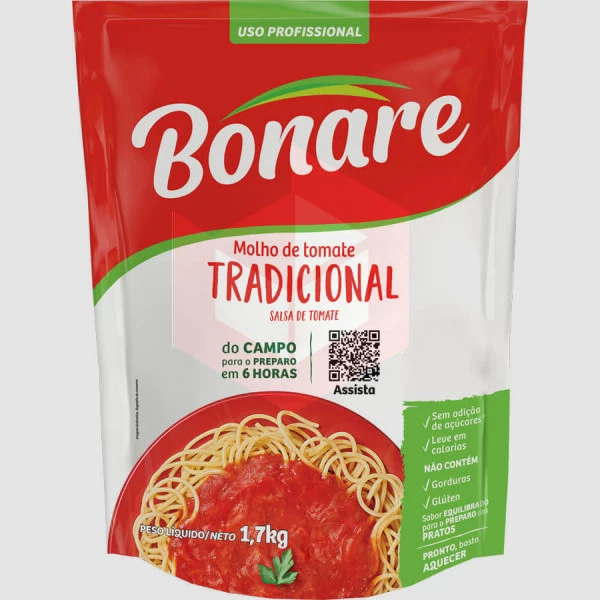Molho de tomate tradicional Bonare 1.7kg