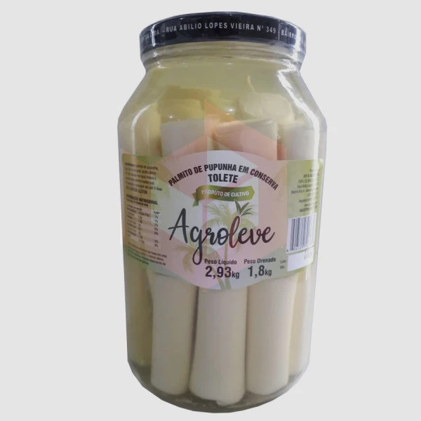 Palmito inteiro pupunha Agroleve 1800g