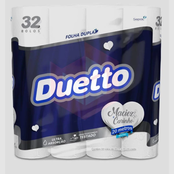 Papel higienico Duetto folha dupla 32rlx20m