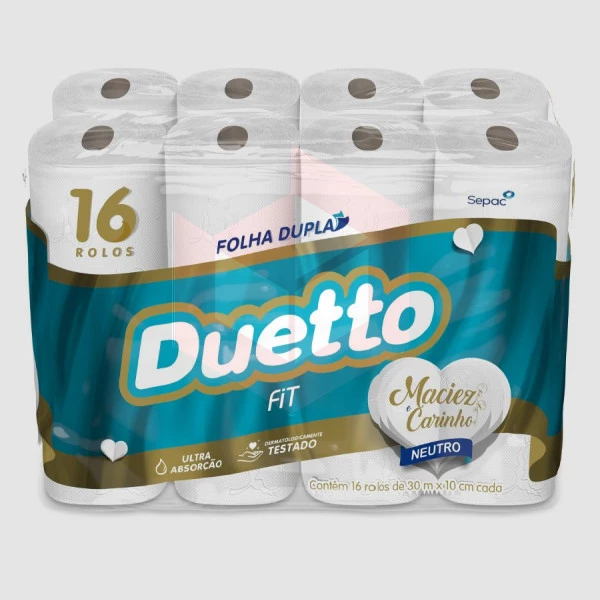 Papel higienico Duetto folha dupla fit 16rlx30m