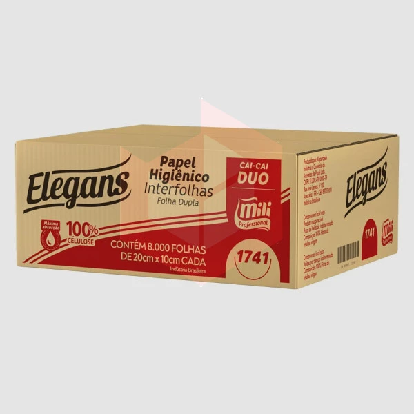 Papel higiênico Mili cai cai folha dupla Duo Elegans c/8000un R1741