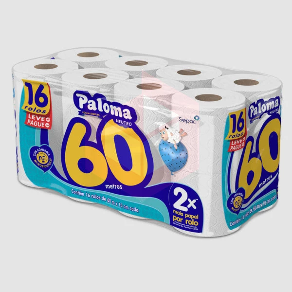 Papel higienico Paloma Super folha simples 16rlx60m