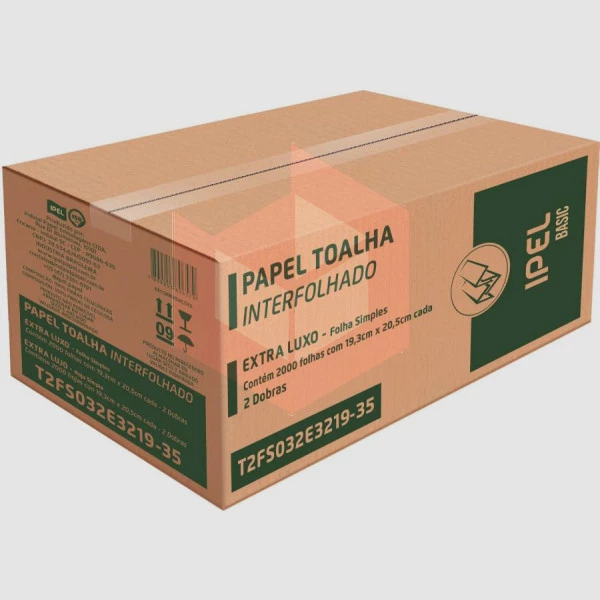 Papel toalha Ipel Basic 19.3x20.5cm c/2000un T2FS032E321935
