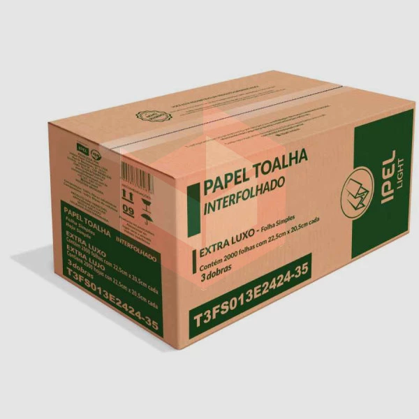 Papel toalha IPEL light 3D 22.5x20.5cm c/2000un T3FS013E2424-35 