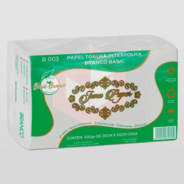 Papel toalha Juna Paper branco basic 20x20cm c/500g 