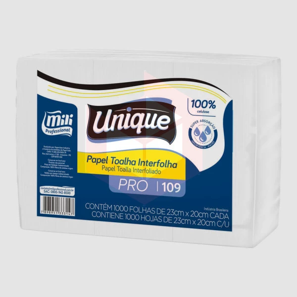 Papel toalha Mili Unique Pro 2D 23x20cm c/1000un R-109