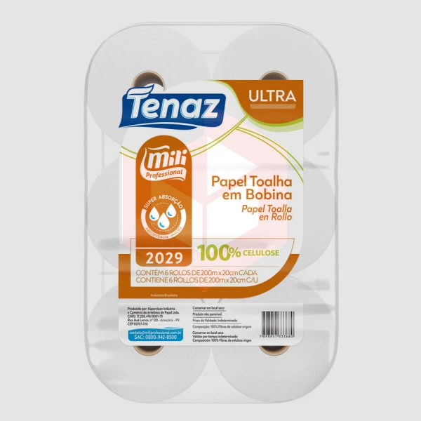 Papel toalha Mili Tenaz Ultra 6x20x200m R-2029