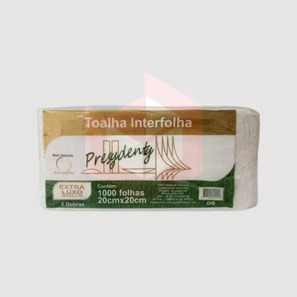 Papel toalha Presydenty 2d extra luxo 20x20cm c/1000un