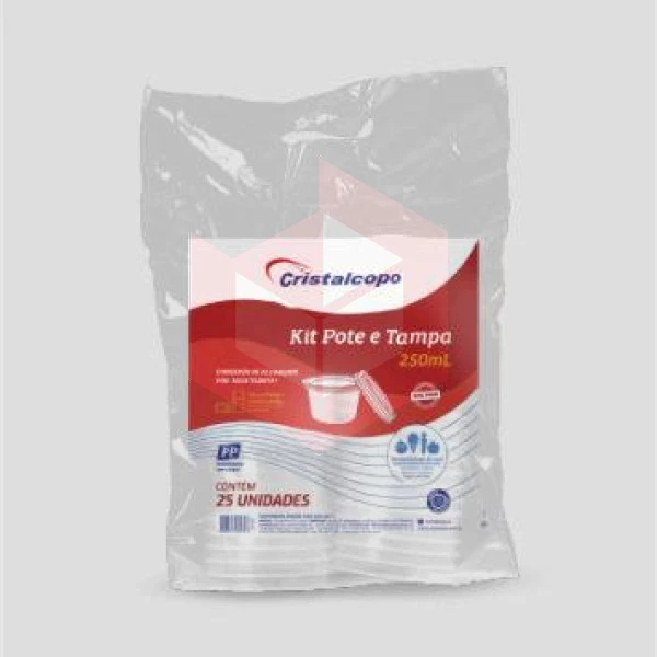 Pote Cristalcopo com tampa KP250ml c/25un