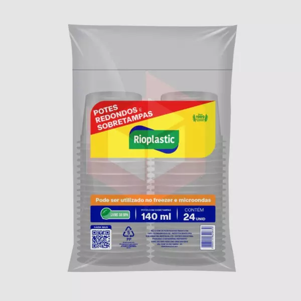 Pote redondo com tampa 140ml Rioplastic 40x24un