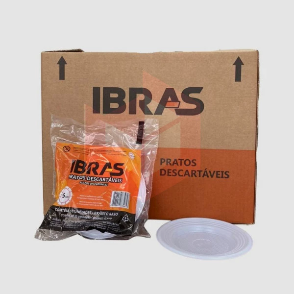 Prato Ibras branco 15cm raso 100x10un 