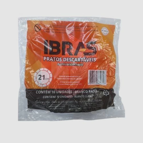 Prato Ibras branco 15cm raso c/10un 