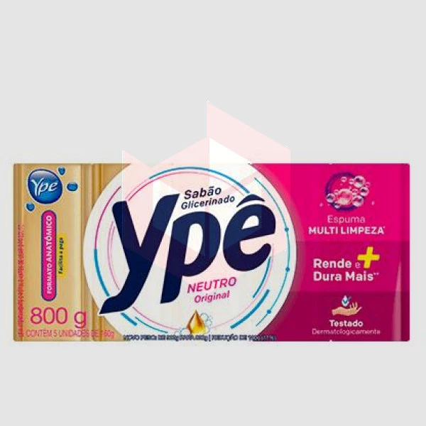 Sabão em barra neutro glicerinado Ype 5x160g