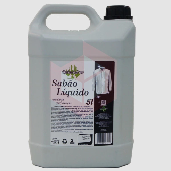 Sabão lava roupa liquido excelente perfumação Quimicpar 5l