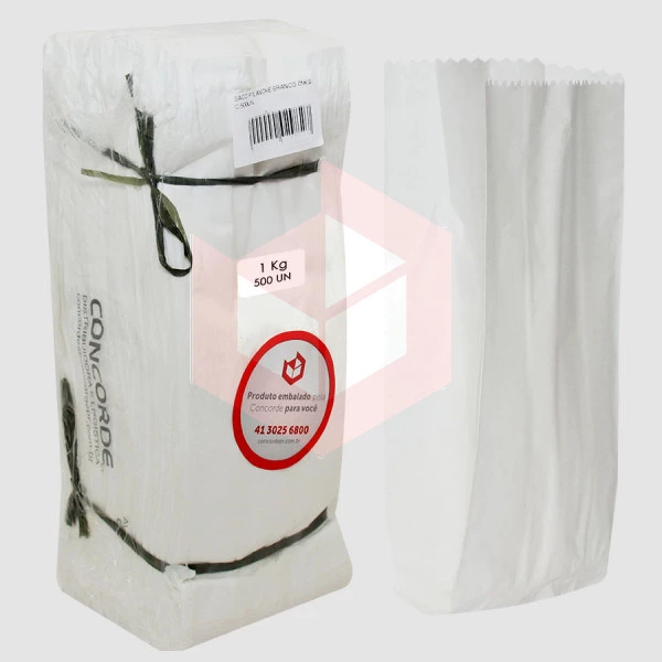 Saco de papel branco 1kg Mirimpel c/500un 