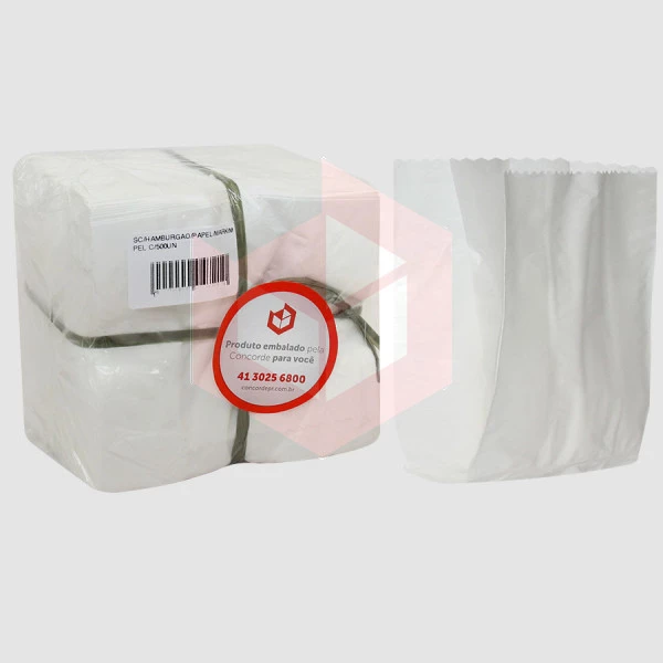 Saco de papel branco para hamburgão Mirimpel c/500un 