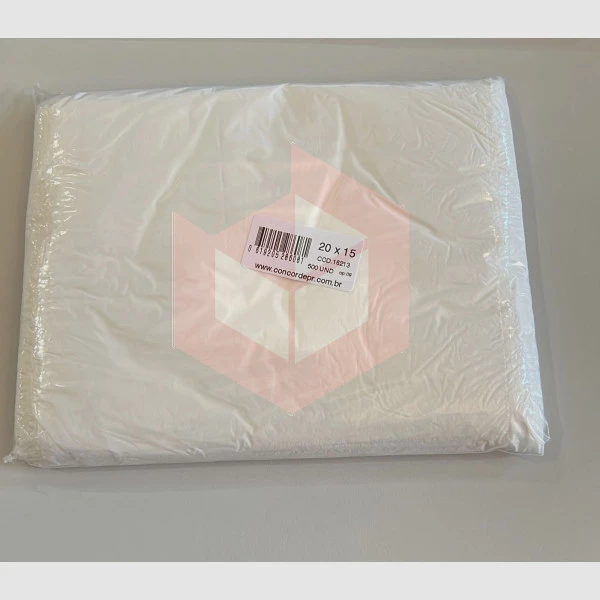 Saco plastico branco para hamburgão 15x20cm c/500un